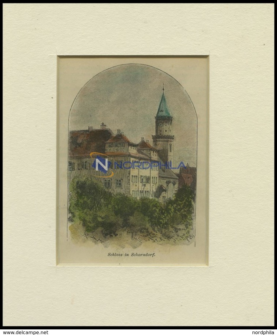 SCHORNDORF: Das Schloß, Kolorierter Holzstich Um 1880 - Lithographies