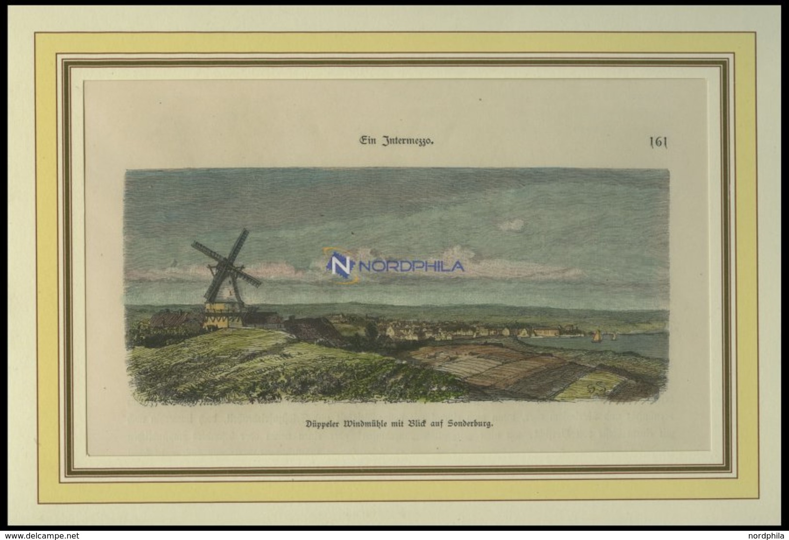 SONDERBURG: Düppeler Windmühle Mit Blick Auf See, Kolorierter Holzstich Von G. Schönleber Von 1881 - Litografia