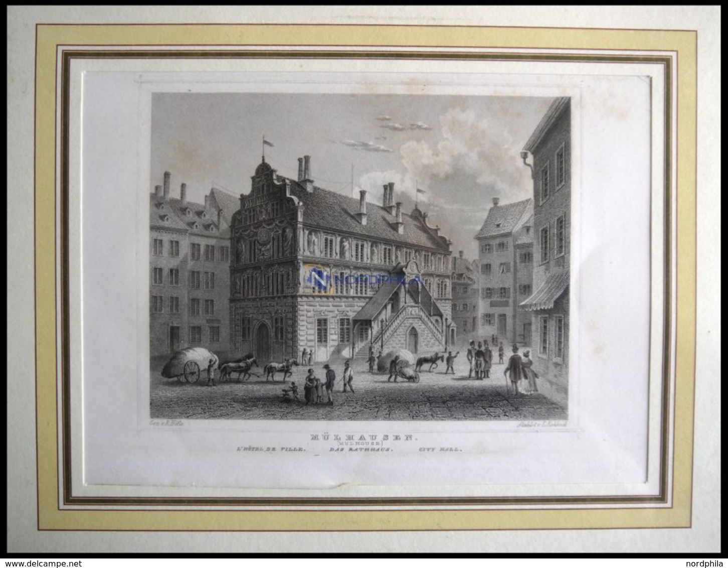 MÜHLHAUSEN: Das Rathaus, Stahlstich Von Höfle/Rohbock Um 1840 - Litografia