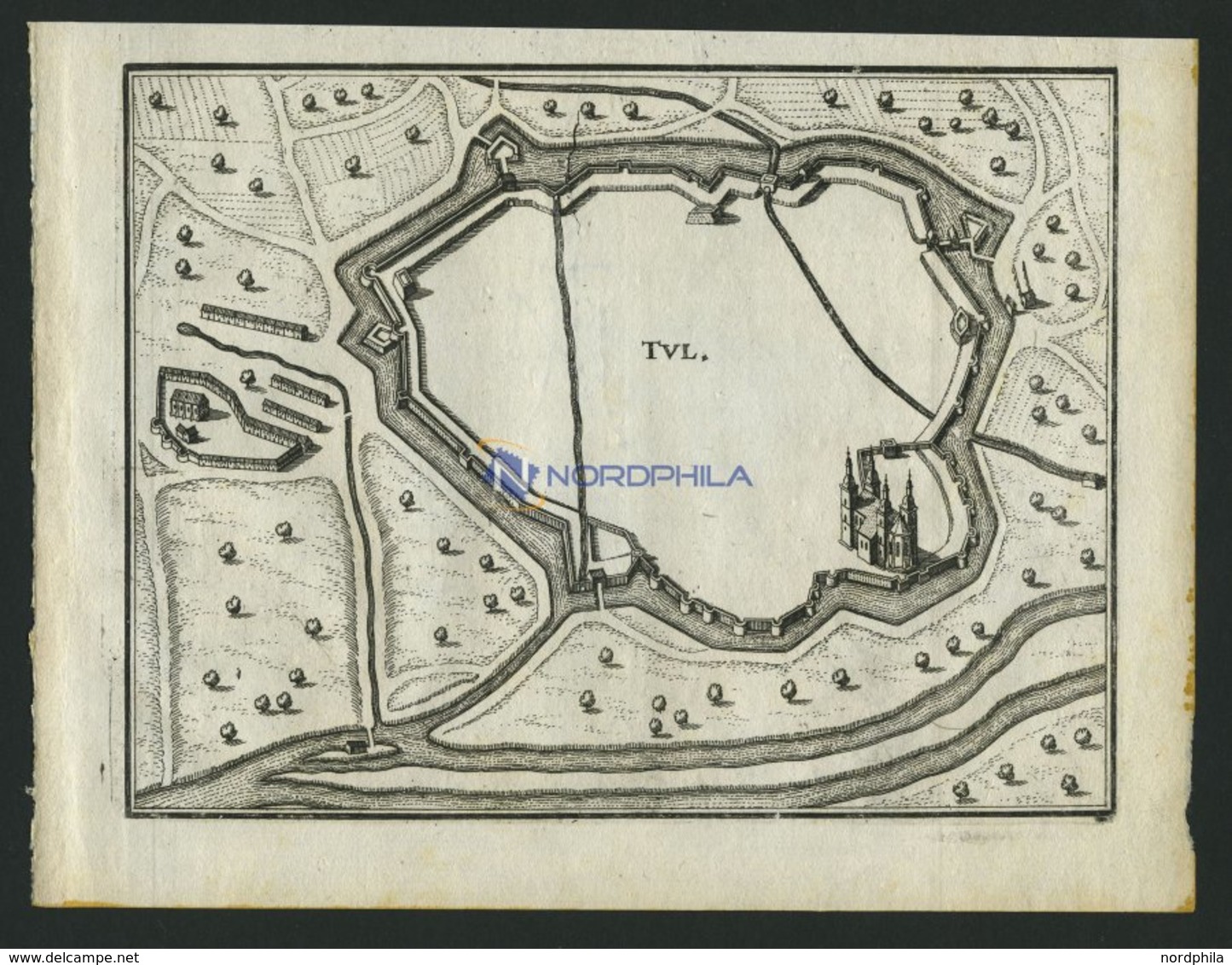 TULLE, Grundrißplan, Kupferstich Von Merian Um 1645 - Litografía