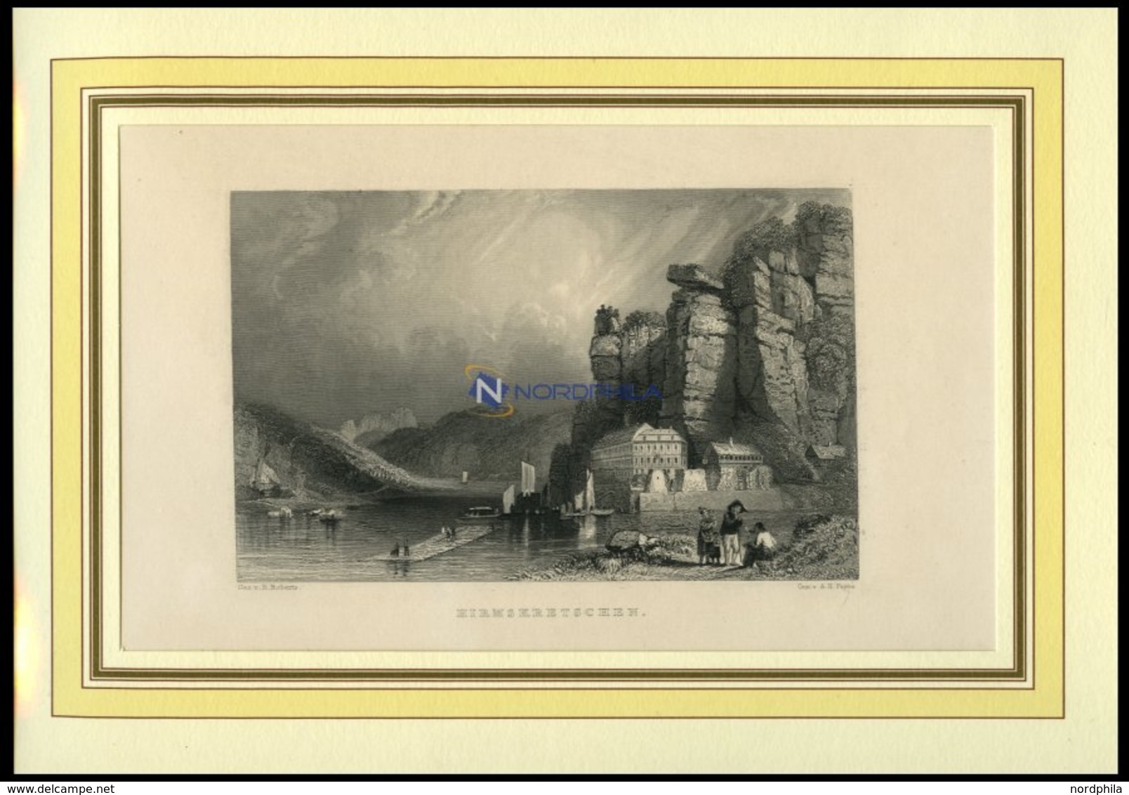 HIRMSKRETSCHEN, Gesamtansicht, Stahlstich Von Roberts/Payne Um 1840 - Lithographies