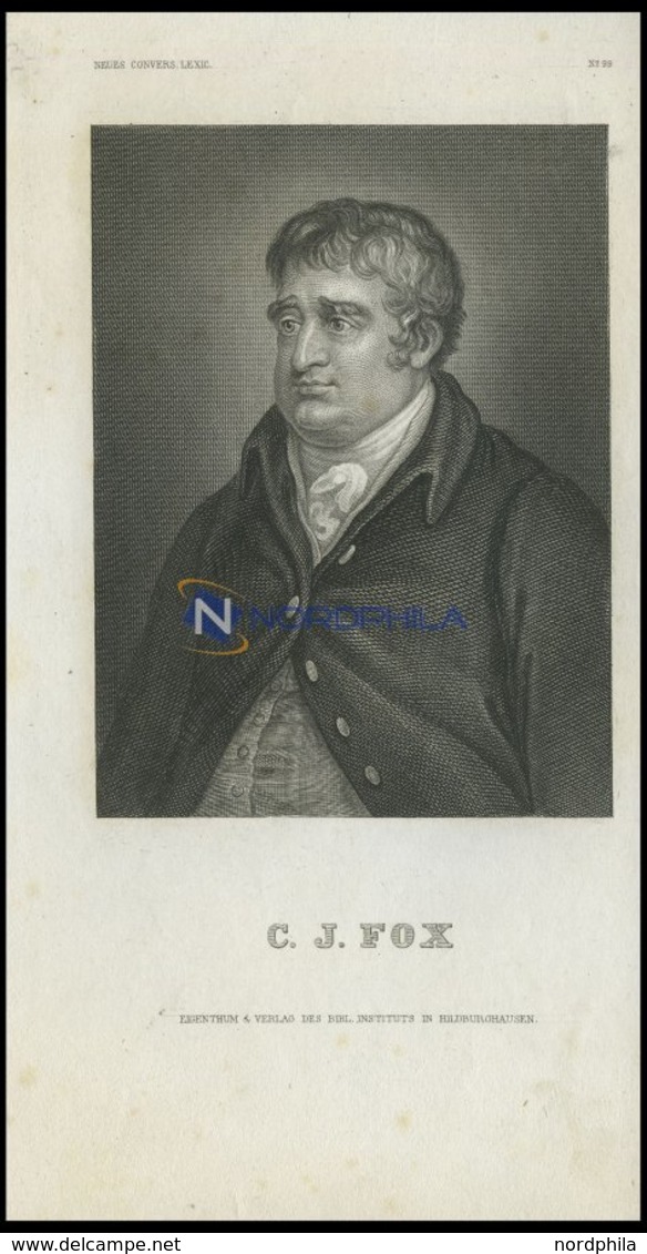 C.J. Fox, Stahlstich Von B.I. Um 1840 - Lithographies