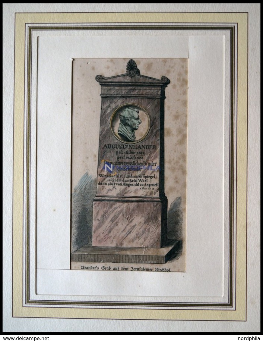 August Neanders Grab Auf Dem Jerusalemer Friedhof, Kolorierter Holzstich Um 1880 - Lithographien