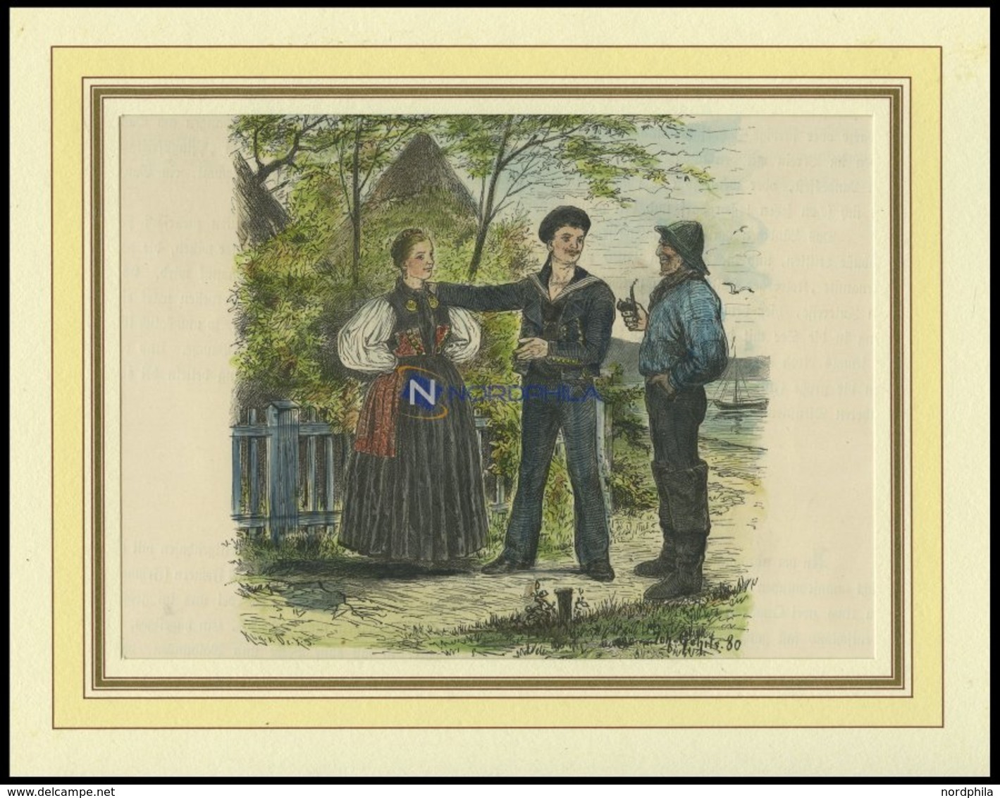 Probstei, Trachten, Kolorierter Holzstich Von Gehrts Von 1881 - Litografia