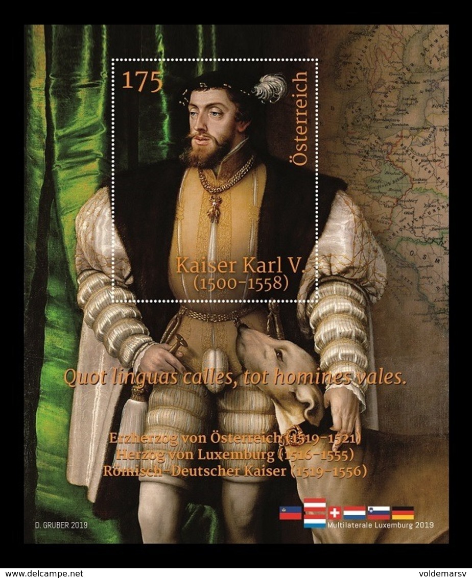 Austria 2019 Mih. 3493 (Bl.111) Emperor Charles V (joint Issue Austria-Luxembourg) MNH ** - Unused Stamps