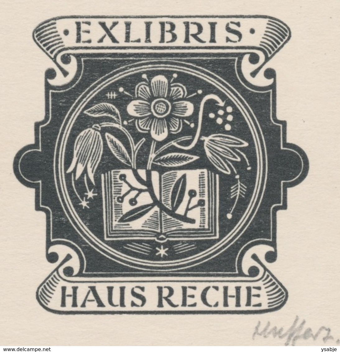 Ex Libris Haus Reche - Hermann Huffert (1915-1995) Gesigneerd - Ex-libris