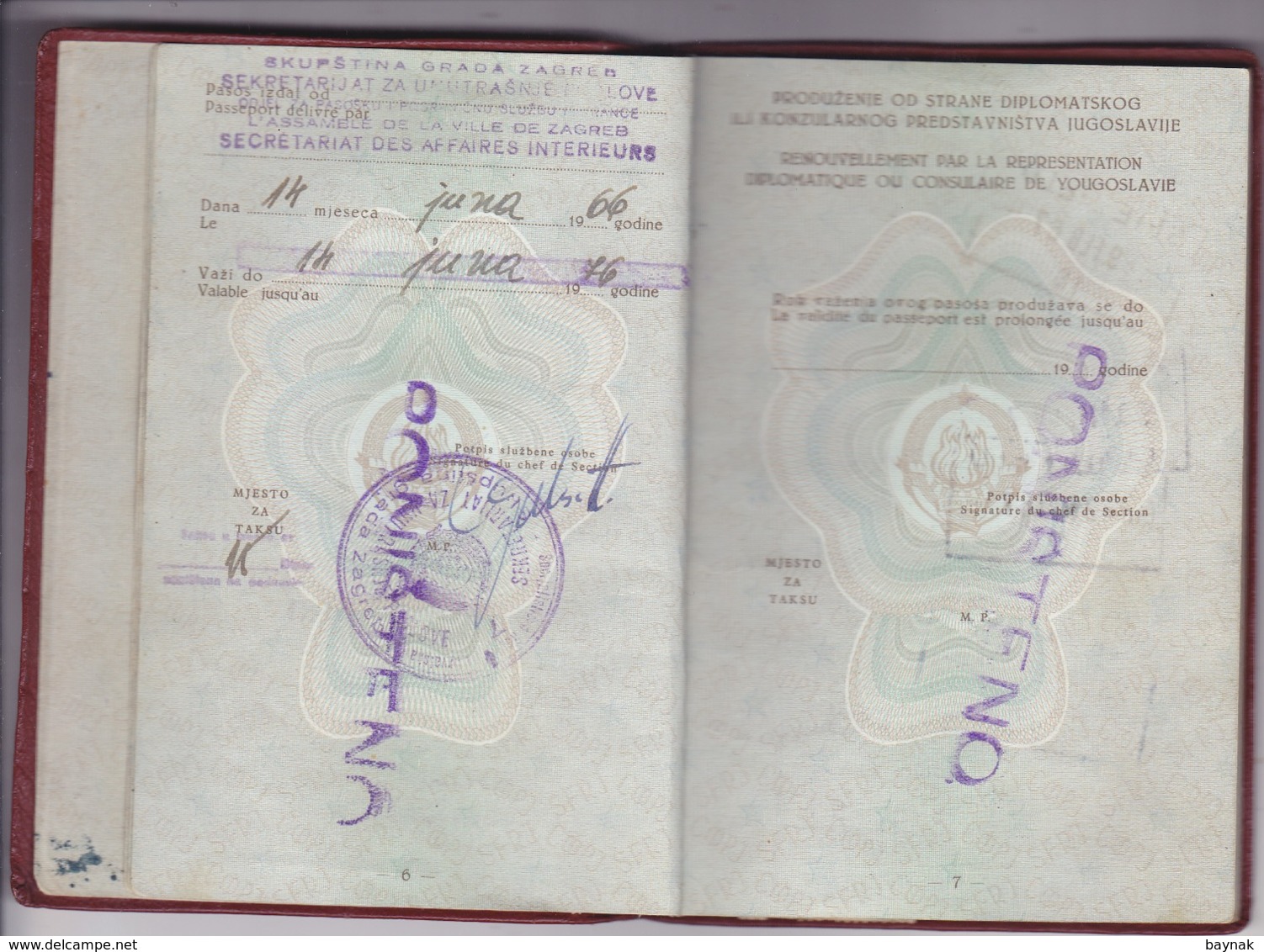 PM42  -  SFR YUGOSLAVIA  -  PASSPORT -  MAN  - 1966 -  FULL WITH VISA AND TAX STAMP FRANCE, DEUTSCHLAND - GESCHAFTSREISE - Historische Dokumente