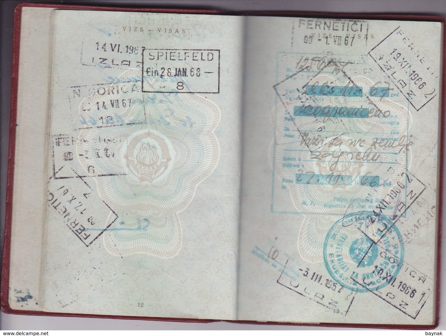 PM42  -  SFR YUGOSLAVIA  -  PASSPORT -  MAN  - 1966 -  FULL WITH VISA AND TAX STAMP FRANCE, DEUTSCHLAND - GESCHAFTSREISE