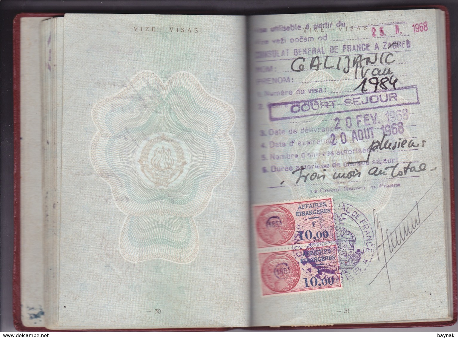 PM42  -  SFR YUGOSLAVIA  -  PASSPORT -  MAN  - 1966 -  FULL WITH VISA AND TAX STAMP FRANCE, DEUTSCHLAND - GESCHAFTSREISE