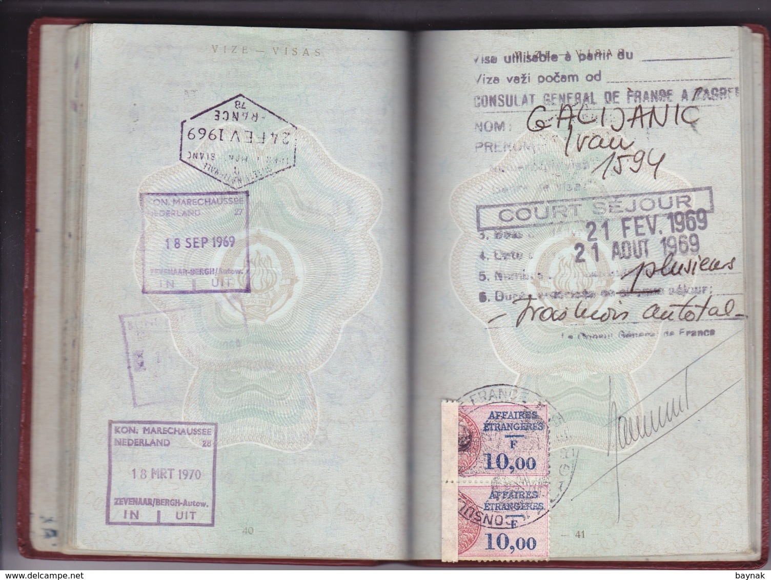 PM42  -  SFR YUGOSLAVIA  -  PASSPORT -  MAN  - 1966 -  FULL WITH VISA AND TAX STAMP FRANCE, DEUTSCHLAND - GESCHAFTSREISE