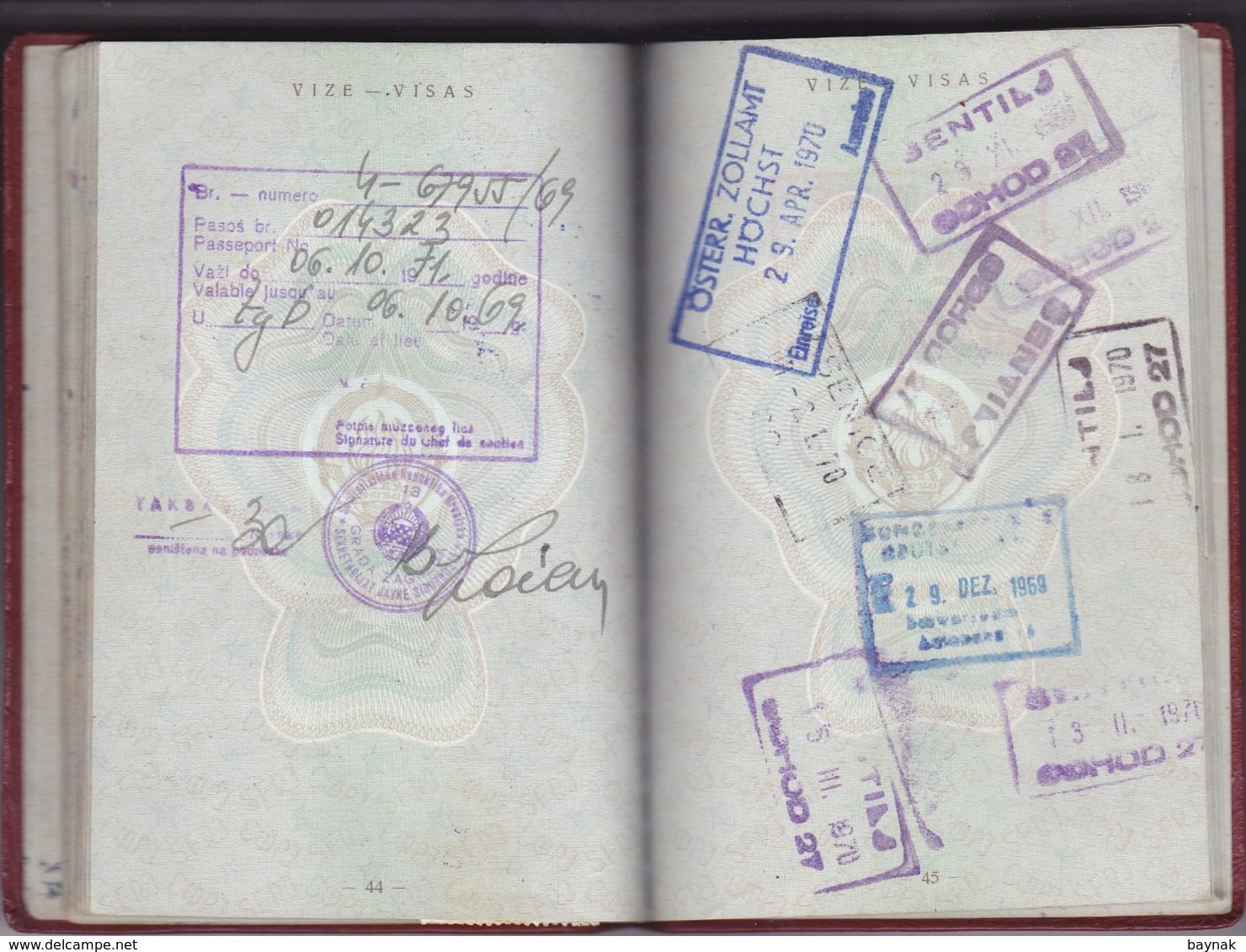 PM42  -  SFR YUGOSLAVIA  -  PASSPORT -  MAN  - 1966 -  FULL WITH VISA AND TAX STAMP FRANCE, DEUTSCHLAND - GESCHAFTSREISE