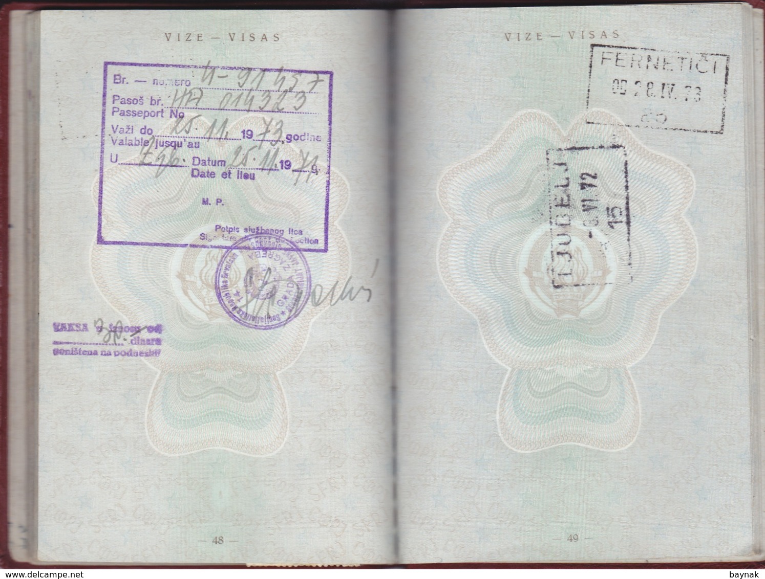 PM42  -  SFR YUGOSLAVIA  -  PASSPORT -  MAN  - 1966 -  FULL WITH VISA AND TAX STAMP FRANCE, DEUTSCHLAND - GESCHAFTSREISE