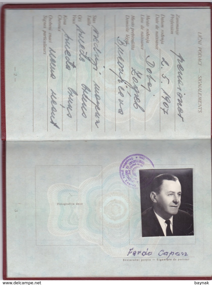 PM78  --  SFR YUGOSLAVIA  --  PASSPORT  --  MAN  --  1965  --  VISA DEUTSCHLAND  --   TAX STAMP  --  SUPER ZUSTAND - Historische Dokumente