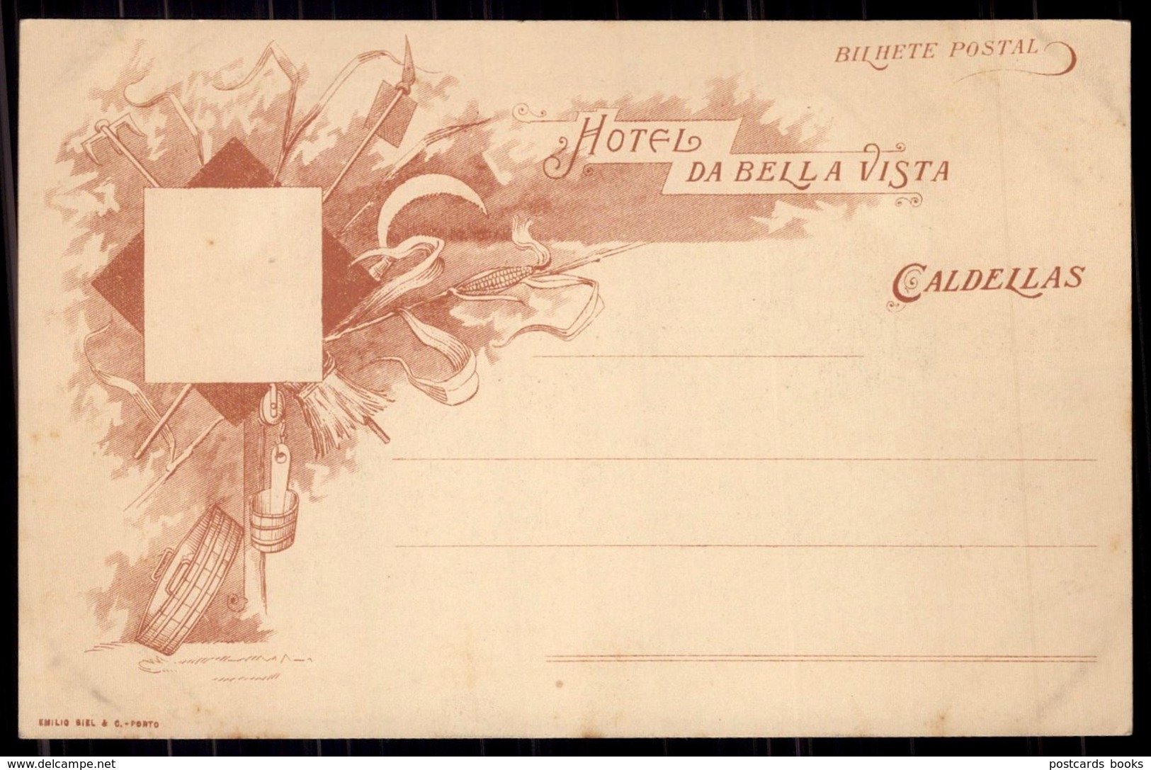 Passagem De Barco A Pau No RIO HOMEM (Vau). Postal Edição Hotel Da BELLA VISTA / Emilio Biel Porto PORTUGAL 1900s - Braga