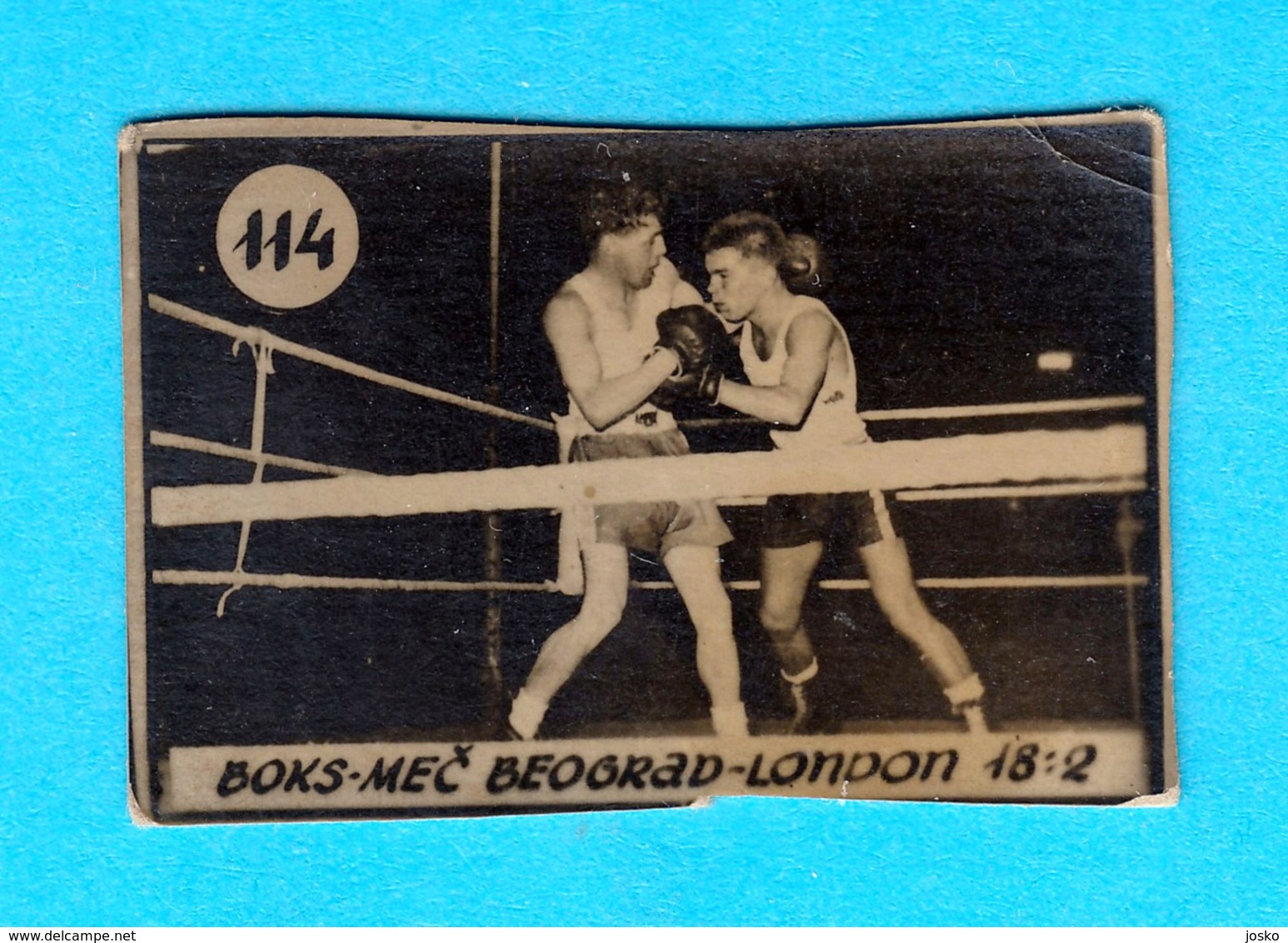 BOXING MATCH BELGRADEvs LONDON ... Yugoslav Vintage Card 1950's * Boxe Boxeo Boxen Pugilato * England British - Trading Cards