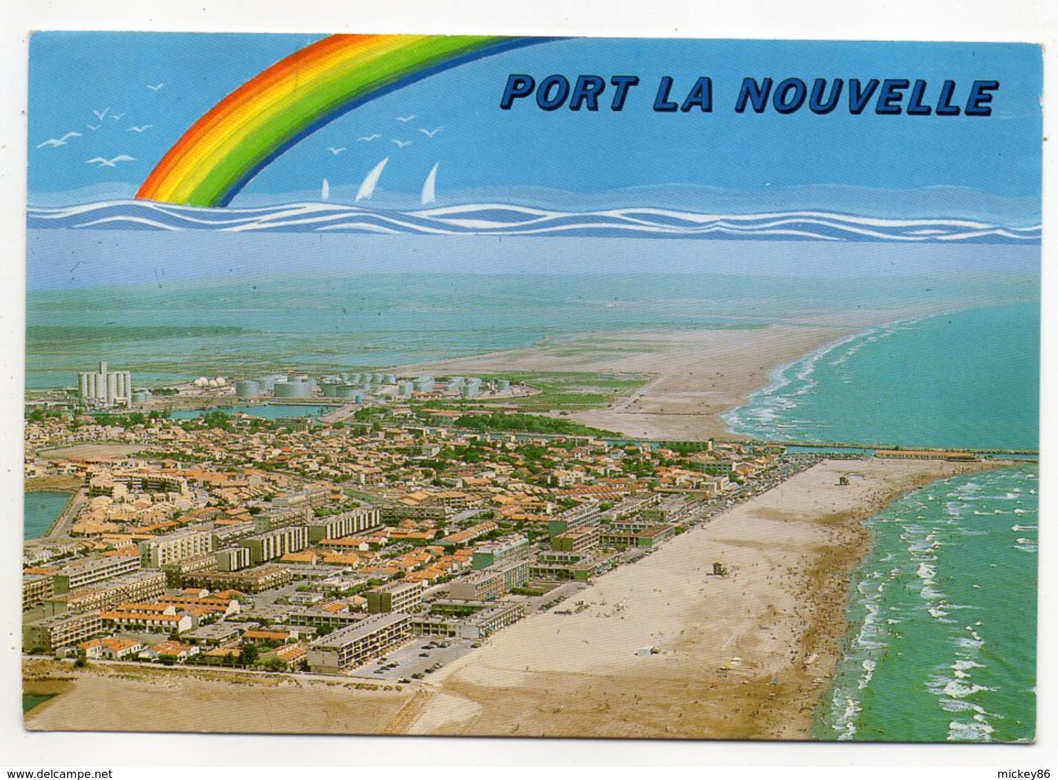 PORT LA NOUVELLE --1996--Vue Générale Aérienne ( Fantaisie  Arc En Ciel)--timbre --cachet - Port La Nouvelle