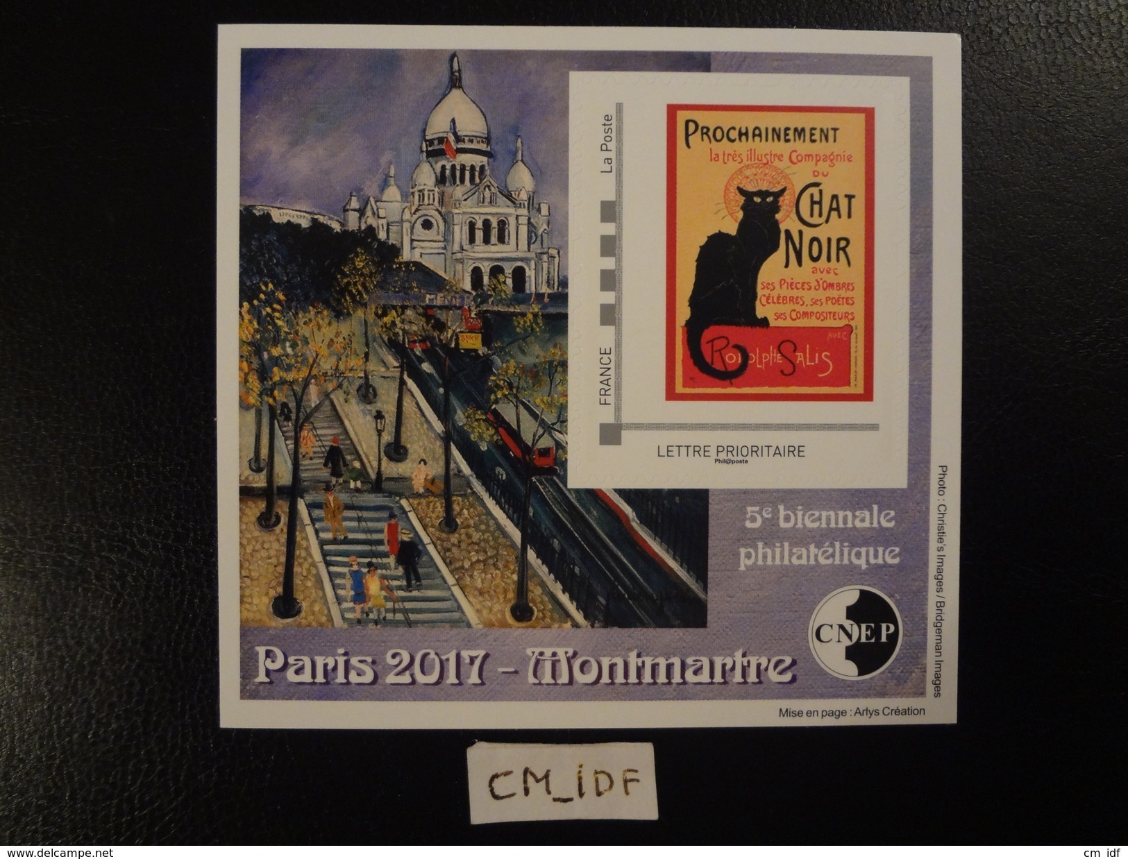 FRANCE 2017 BLOC CNEP PARIS 2017 MONTMARTRE 5 ème BIENNALE PHILATELIQUE Lettre Prioritaire " CHAT NOIR " - CNEP
