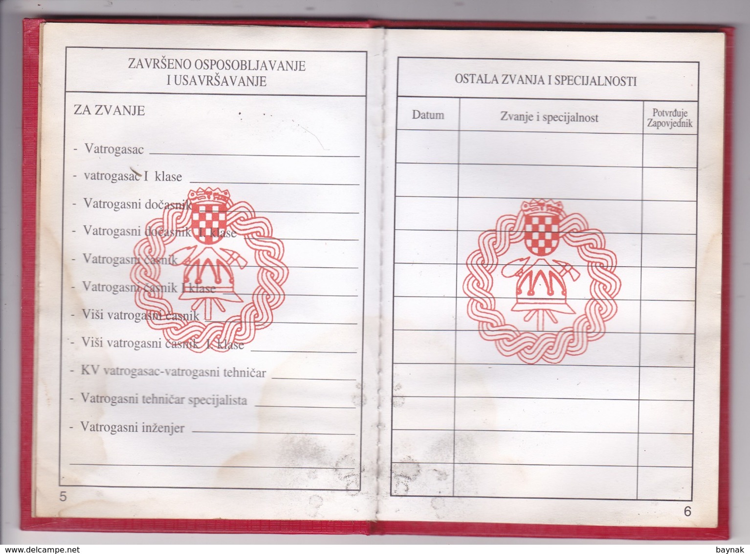 Q110 - CROATIA  - CROATIAN  FIREFIGHTER ASSOCIATION  -  VATROGASNA ZAJEDNICA -   YOUTH MEMBER CARD  -  GIRL 15 YEAR - Historische Dokumente