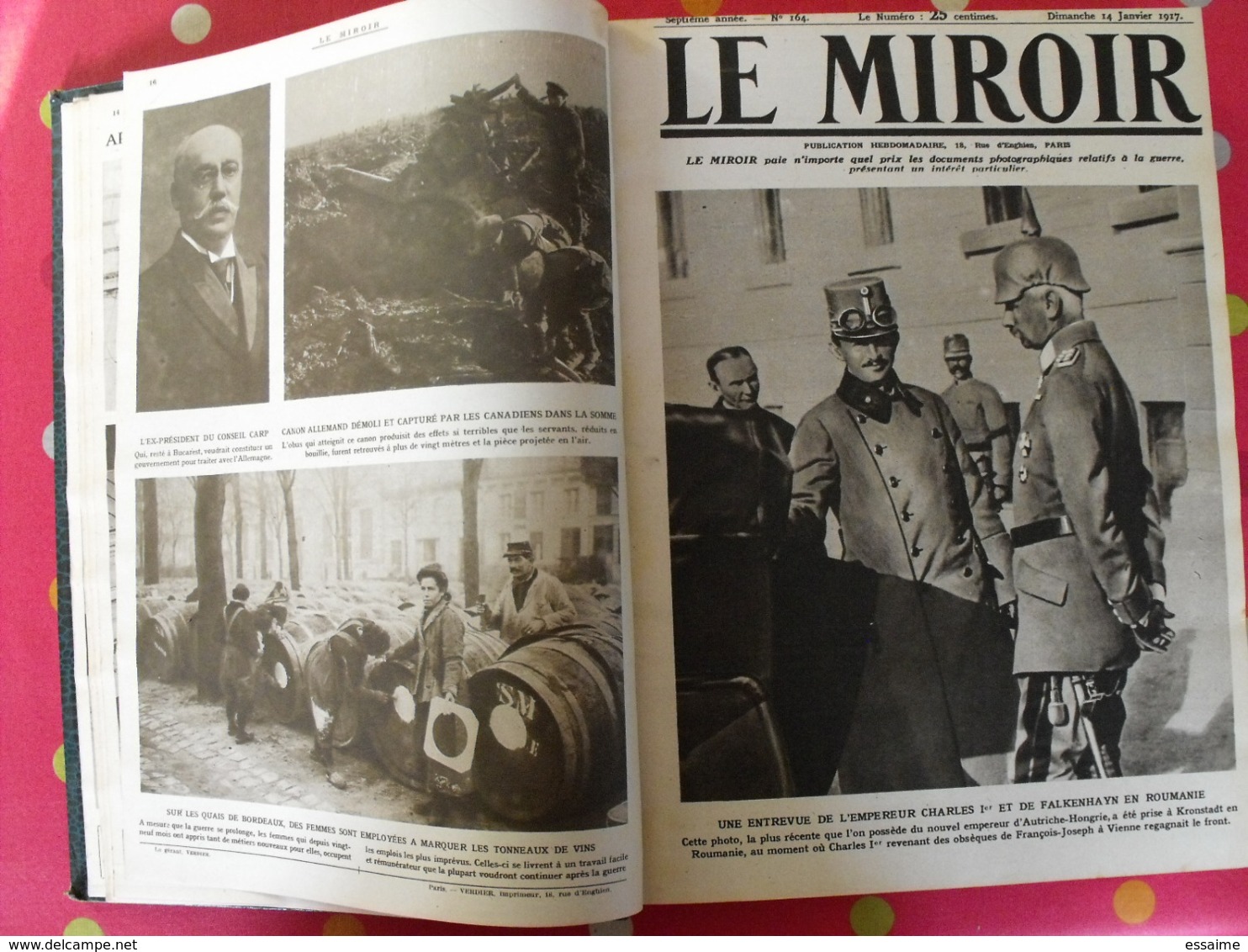 Le miroir. année complète 1917. 52 numéros. la guerre 14-18 très illustrée. recueil reliure. révolution russe