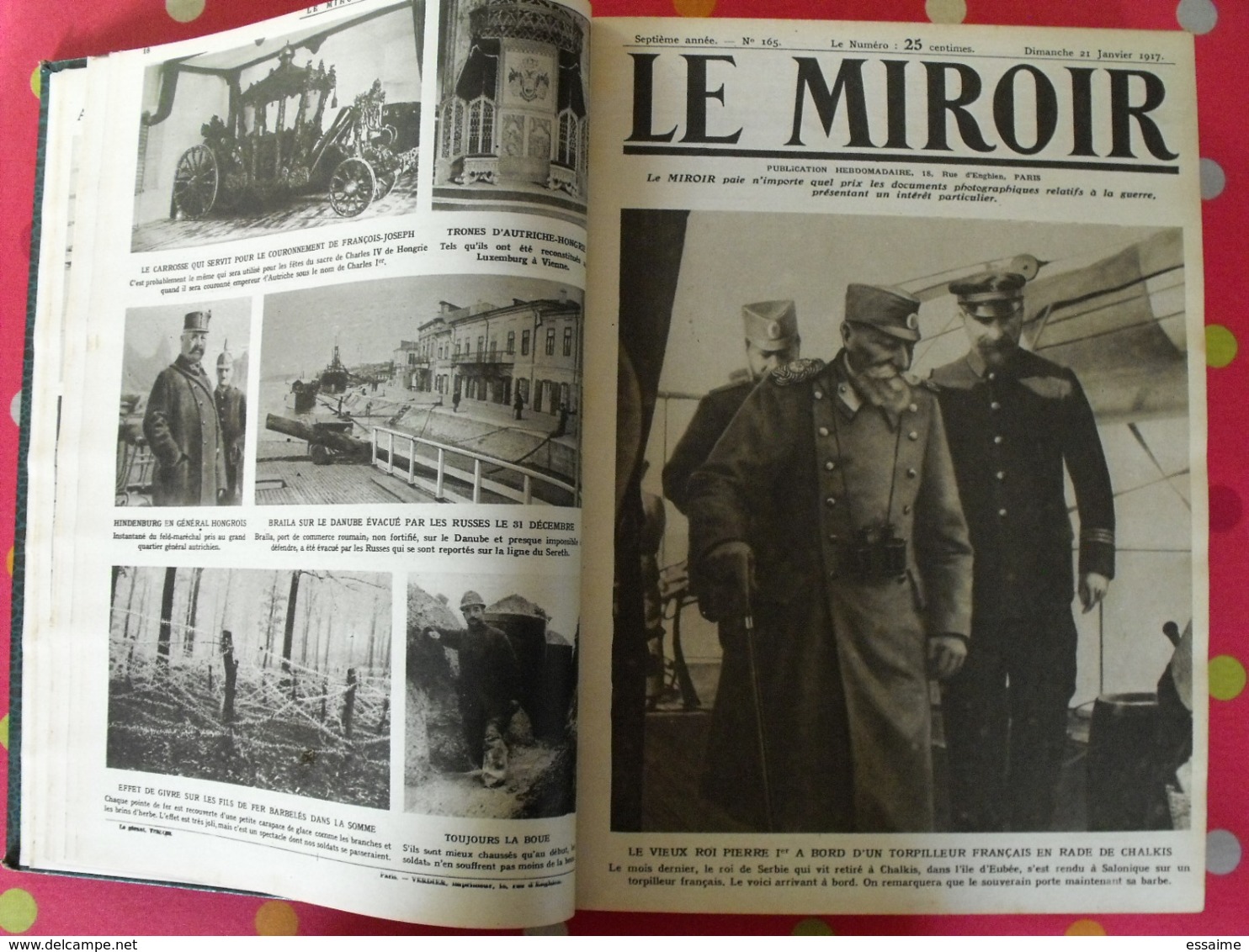 Le miroir. année complète 1917. 52 numéros. la guerre 14-18 très illustrée. recueil reliure. révolution russe