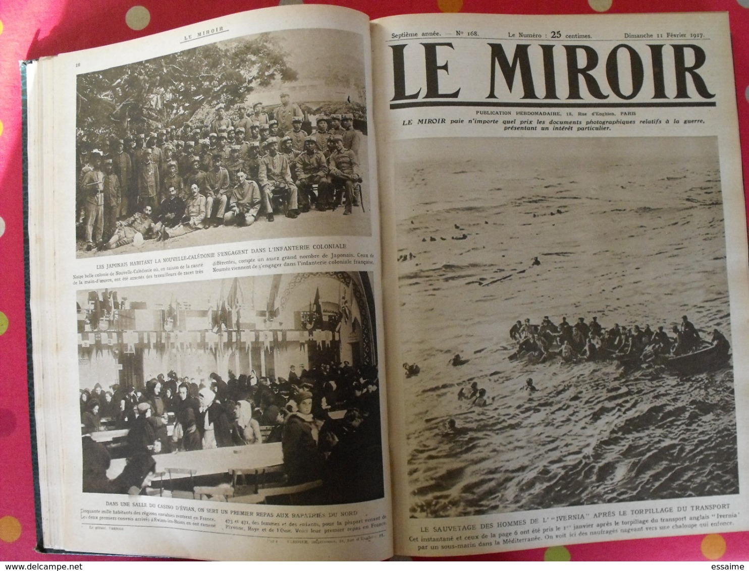 Le miroir. année complète 1917. 52 numéros. la guerre 14-18 très illustrée. recueil reliure. révolution russe