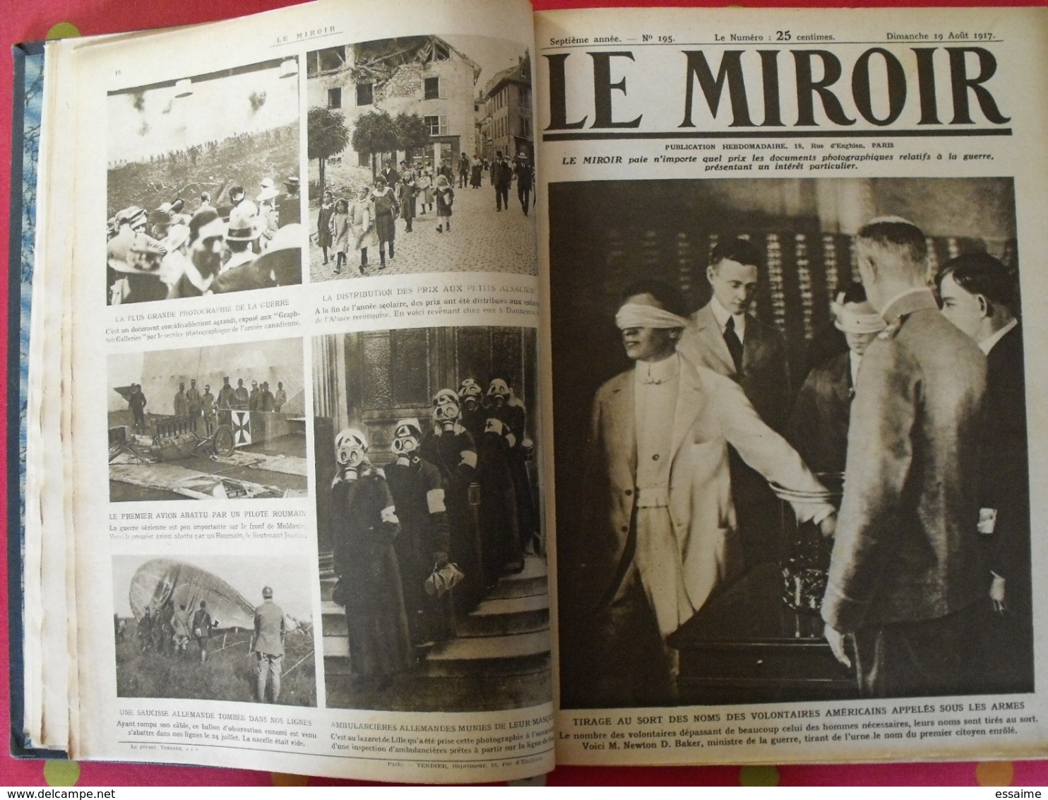Le miroir. 2ème semestre 1917. 22 numéros. la guerre 14-18 très illustrée. recueil, reliure. révolution russe