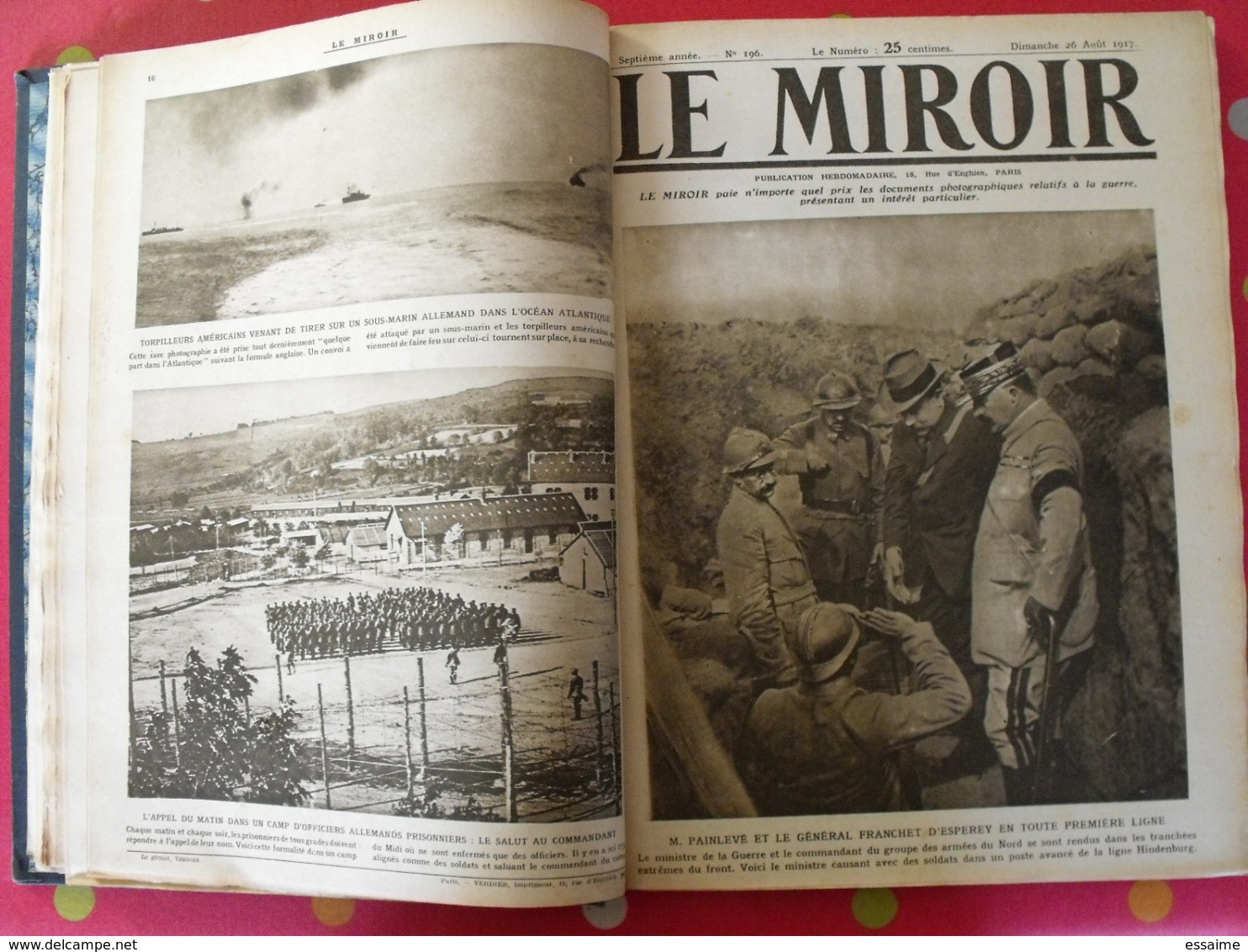 Le miroir. 2ème semestre 1917. 22 numéros. la guerre 14-18 très illustrée. recueil, reliure. révolution russe