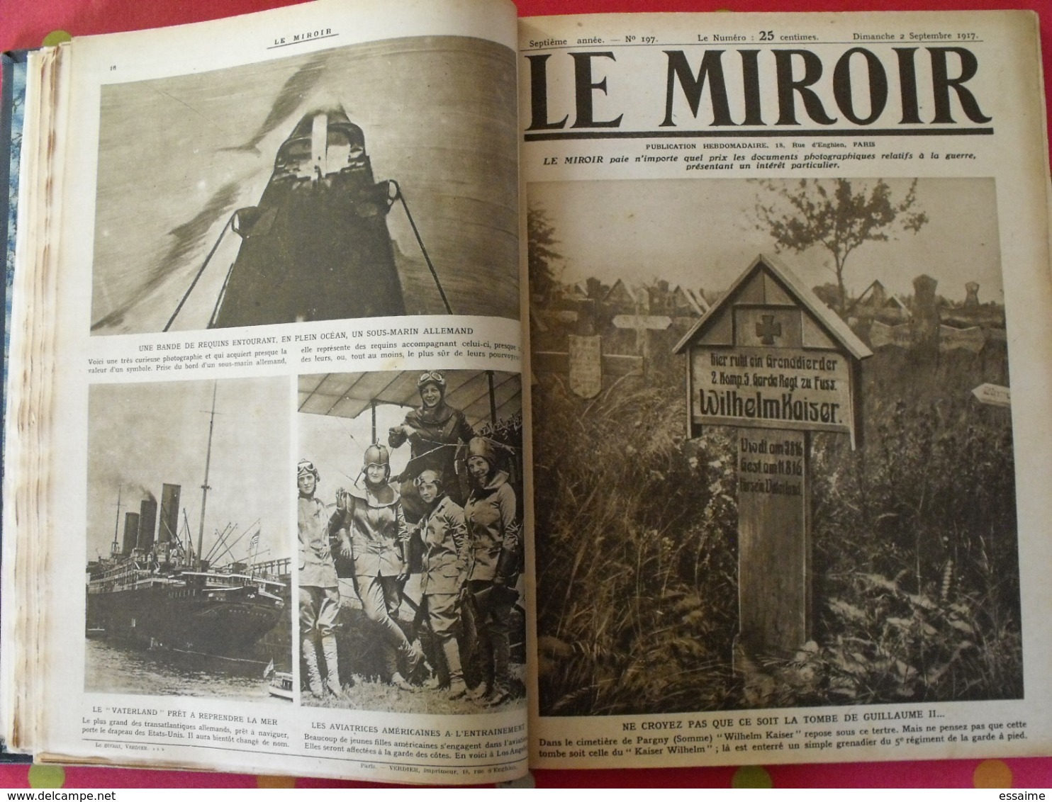 Le miroir. 2ème semestre 1917. 22 numéros. la guerre 14-18 très illustrée. recueil, reliure. révolution russe