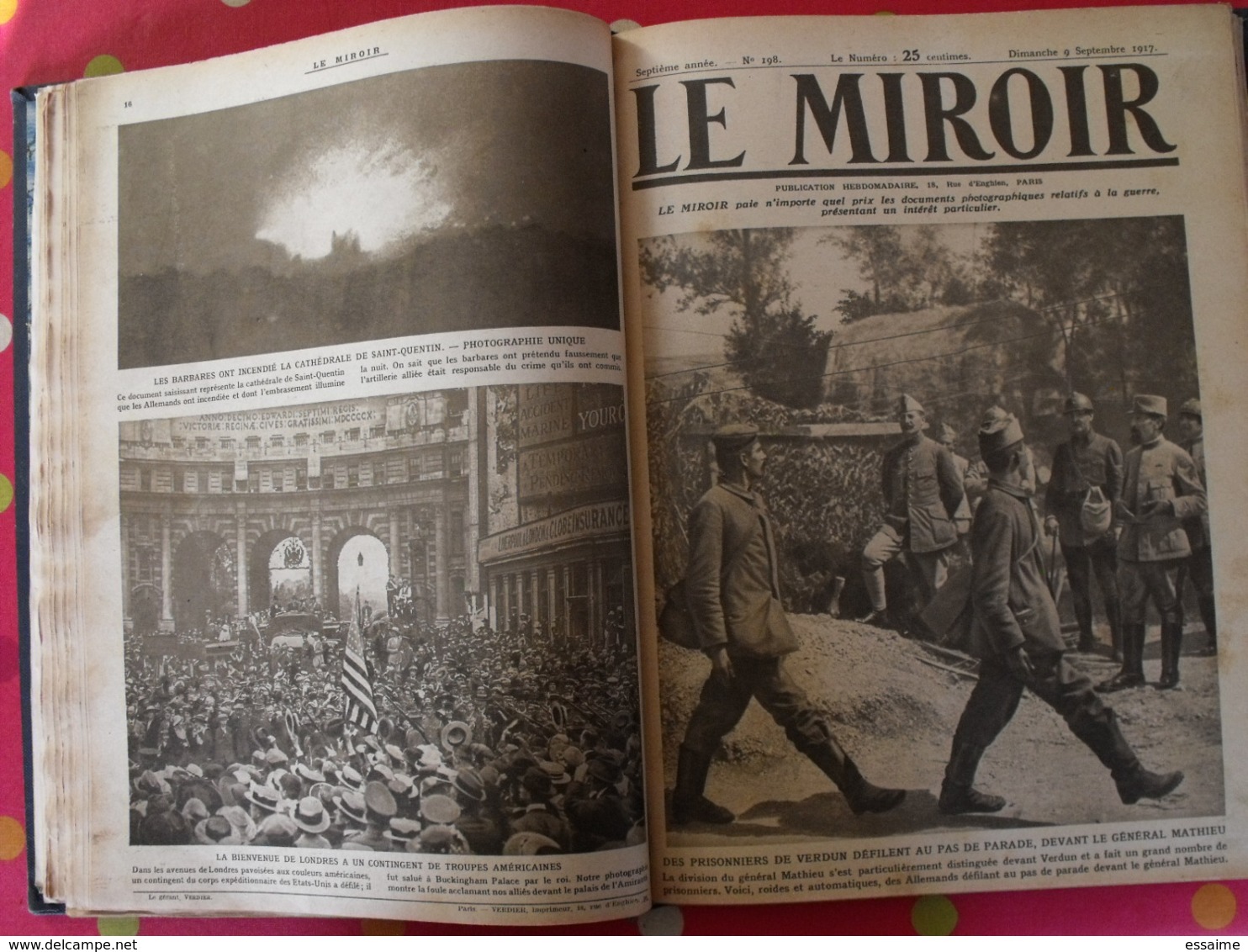 Le miroir. 2ème semestre 1917. 22 numéros. la guerre 14-18 très illustrée. recueil, reliure. révolution russe