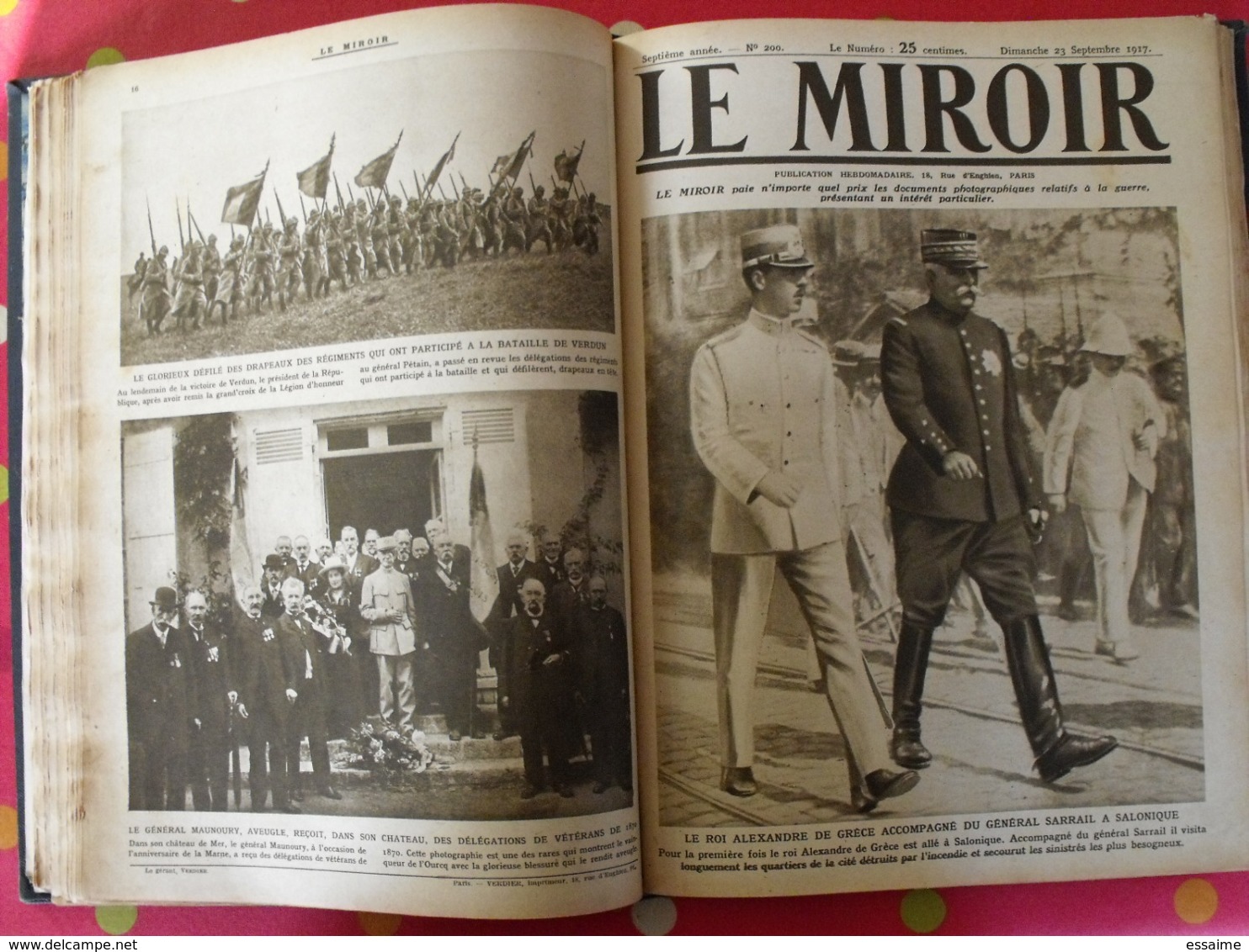 Le miroir. 2ème semestre 1917. 22 numéros. la guerre 14-18 très illustrée. recueil, reliure. révolution russe
