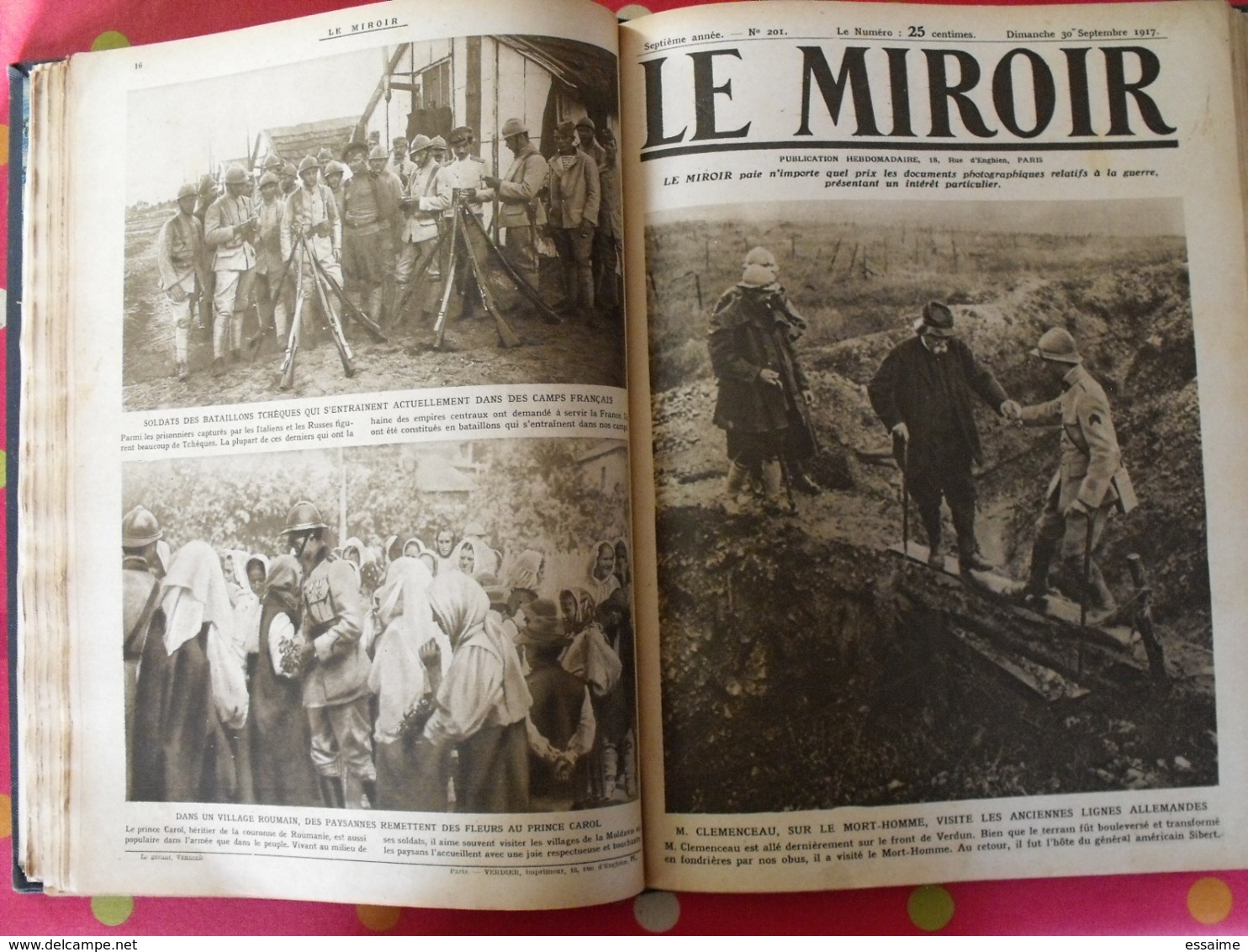 Le miroir. 2ème semestre 1917. 22 numéros. la guerre 14-18 très illustrée. recueil, reliure. révolution russe