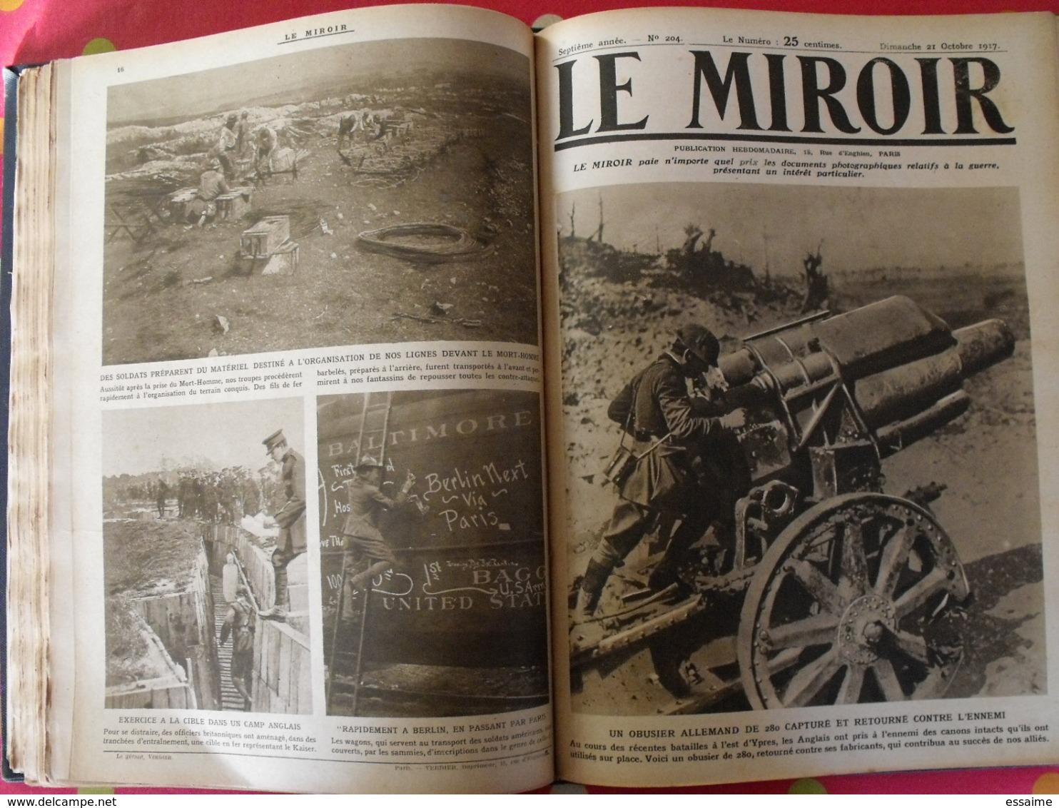 Le miroir. 2ème semestre 1917. 22 numéros. la guerre 14-18 très illustrée. recueil, reliure. révolution russe