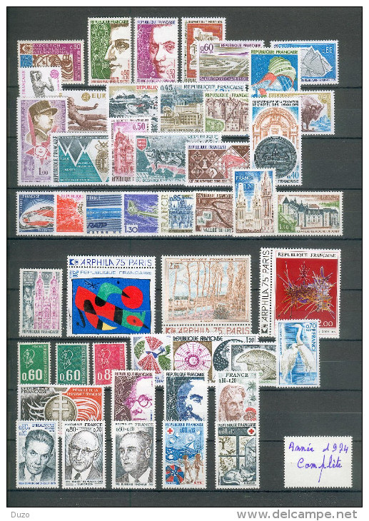 France - 1974 - Année Complète Garantie Sans Charnières Luxe ** 1er Choix Fraîcheur Postale  - 1783 / 1829 - 1970-1979