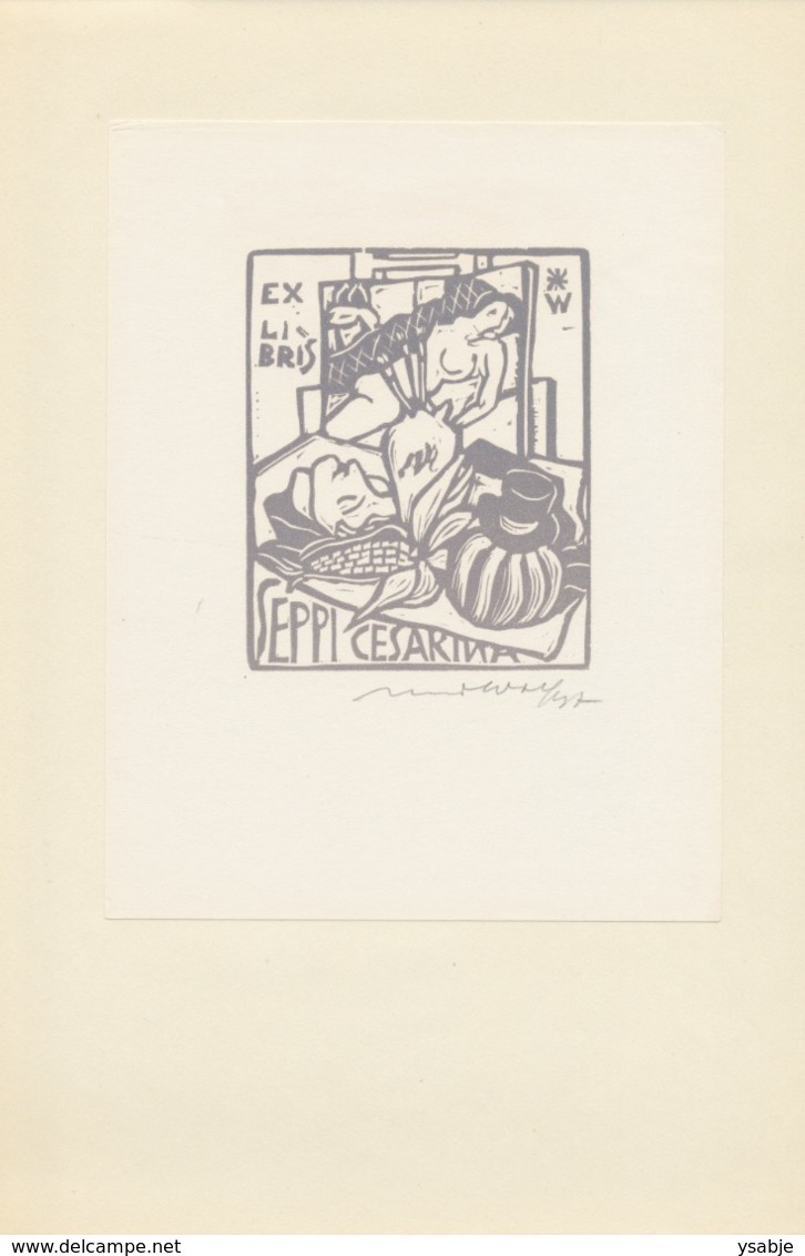 Ex Libris Seppi Cesarina - Remo Wolf (1912-2009) Gesigneerd - Exlibris