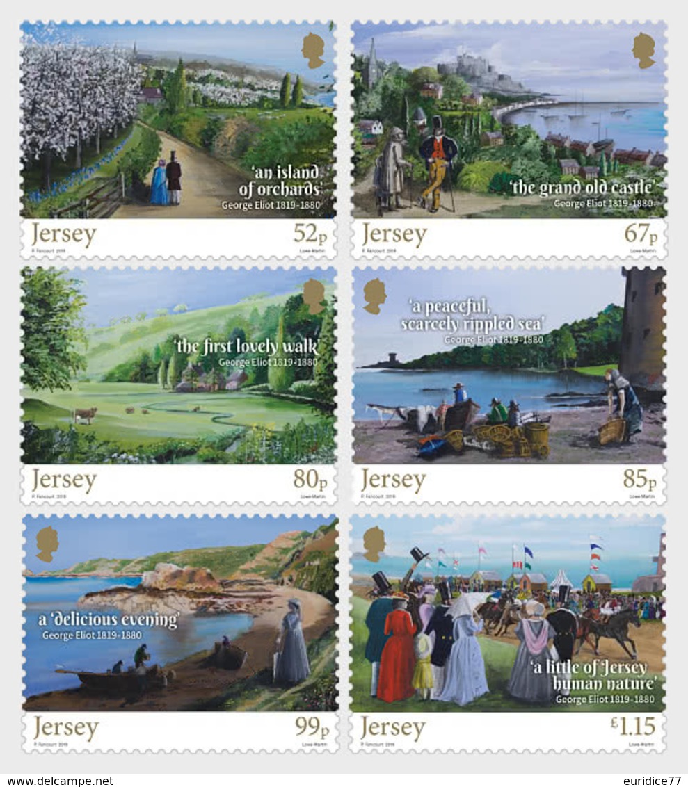 Jersey 2019 - George Eliot 200th Birth Anniversary Stamp Set Mnh - Jersey