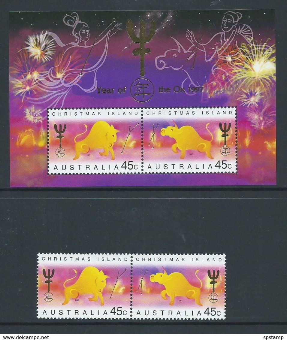 Christmas Island 1997 Chinese New Year Of The Ox Set 2 & Miniature Sheet MNH - Christmas Island