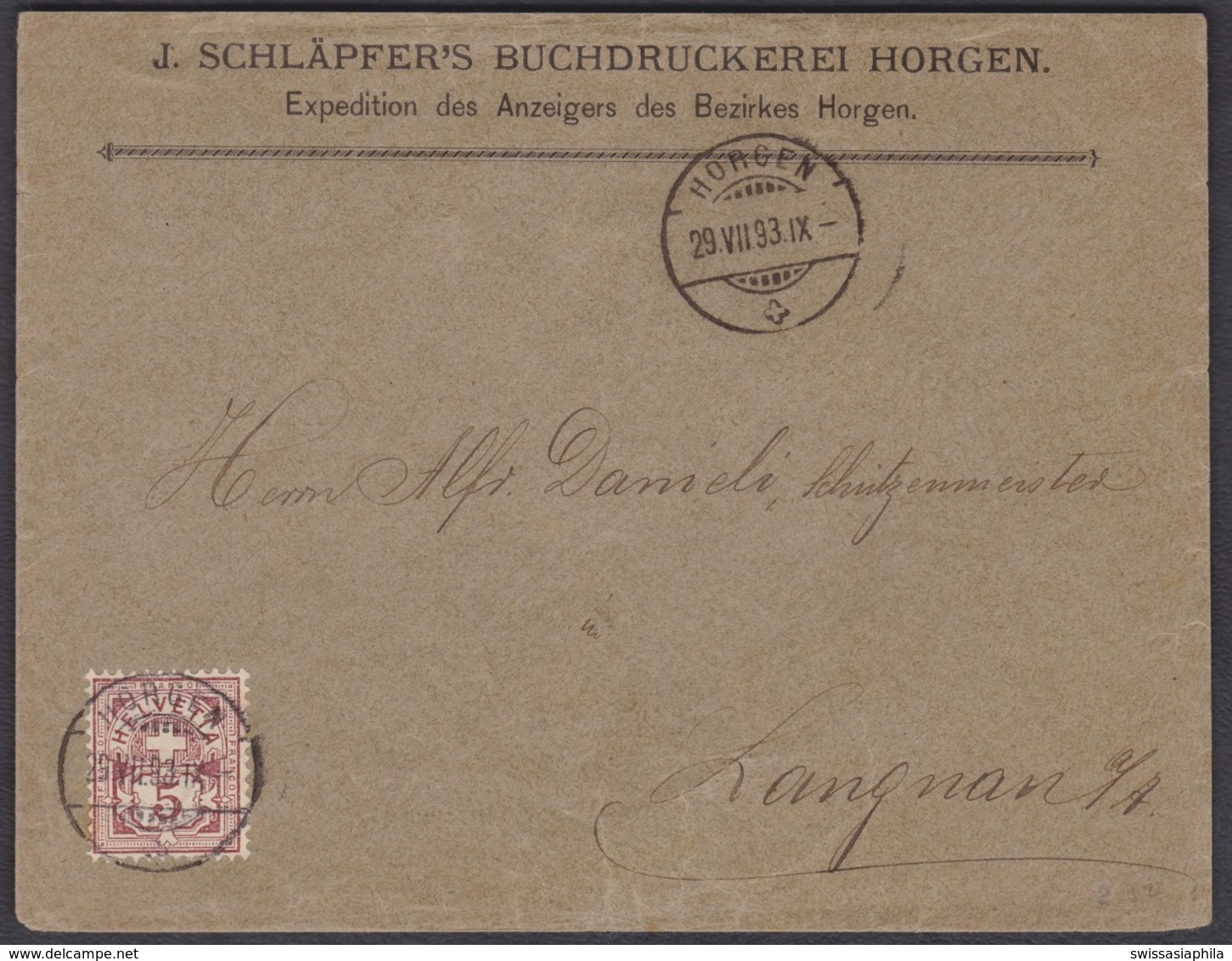 ZH   HORGEN - LANGNAU AM ALBIS - Lettres & Documents