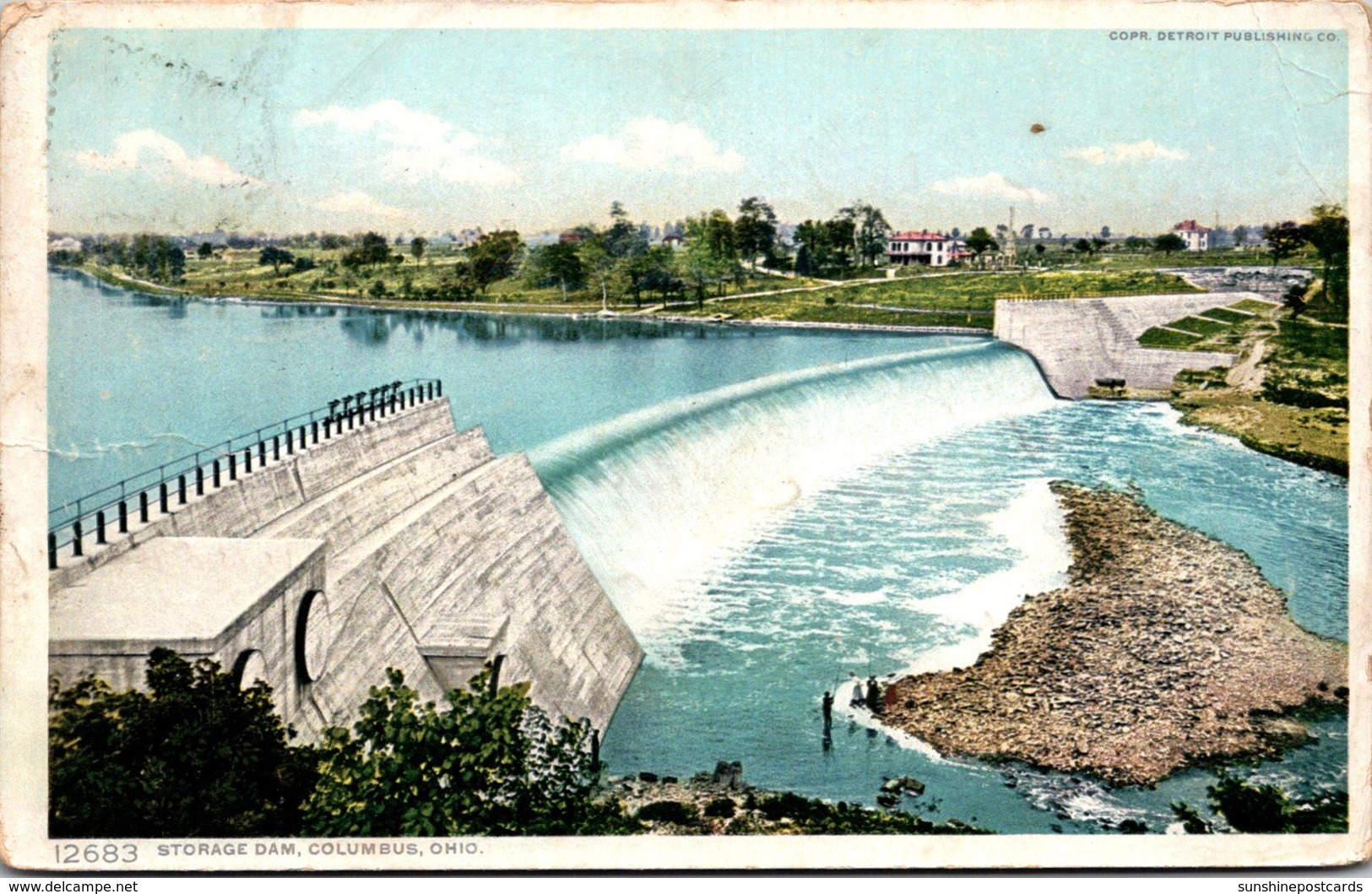 Ohio Columbus Storage Dam 1909 Detroit Publsihing - Columbus
