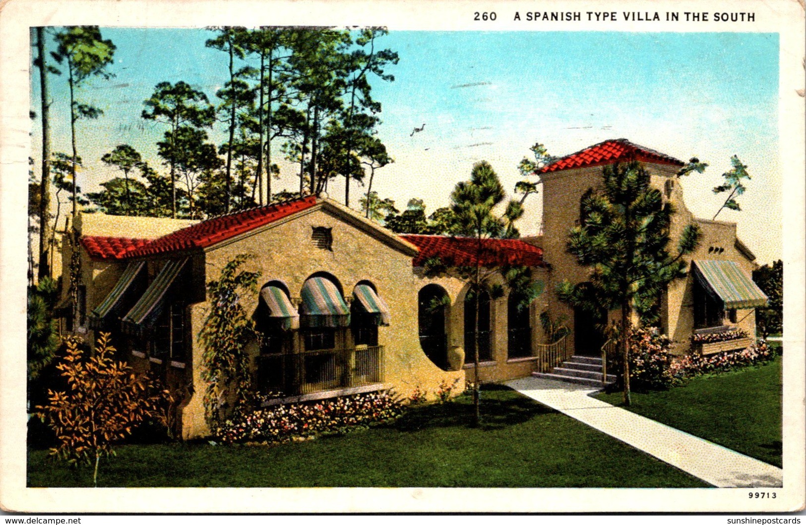 Florida Sarasota A Spanish Type Villa 1934 Curteich - Sarasota