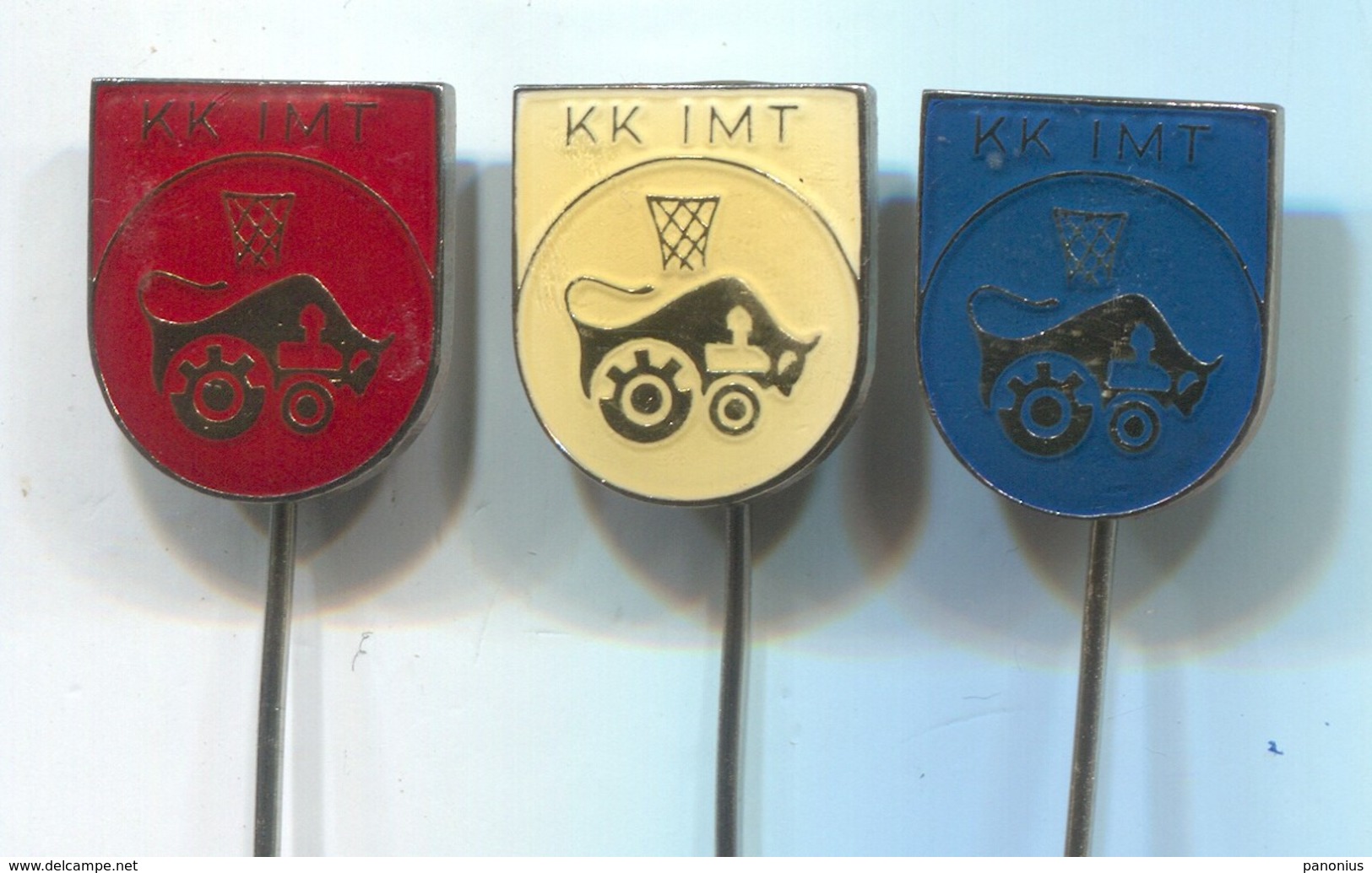 Basketball Pallacanestro Baloncesto - KK IMT ( Tractor ) Belgrade Serbia, Vintage Pin, Badge, Abzeichen, 3 Pcs - Basketbal
