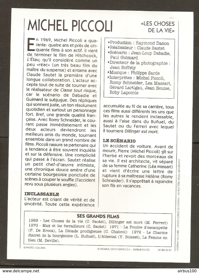 PORTRAIT DE STAR 1969 FRANCE - ACTEUR MICHEL PICCOLI Dans LES CHOSES De La VIE - ACTOR CINEMA FILM PHOTO - Fotos