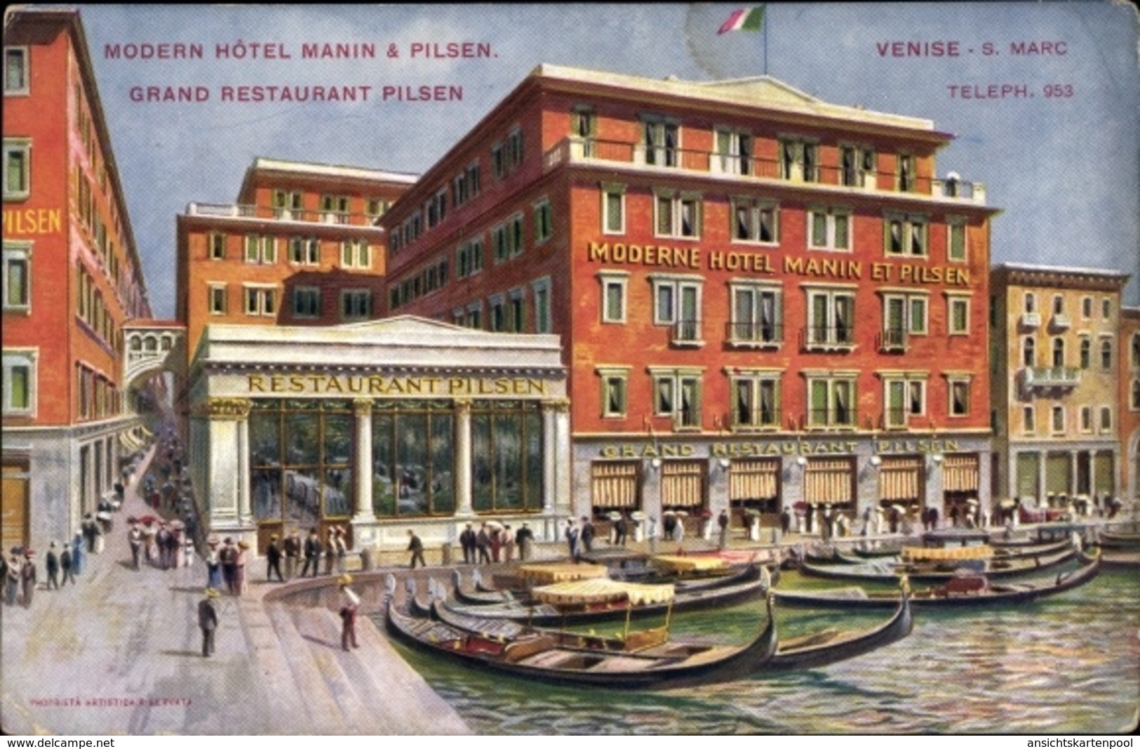 Cp Venezia Venedig Veneto, S. Marc, Grand Hotel Pilsen - Other & Unclassified