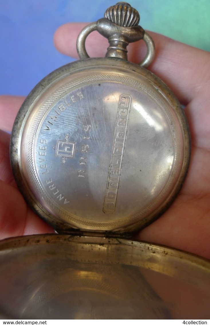 Antique BOREL FILS 15 Rubis Original Silver Pocket Watch #469228 Switzerland for Russia Empire