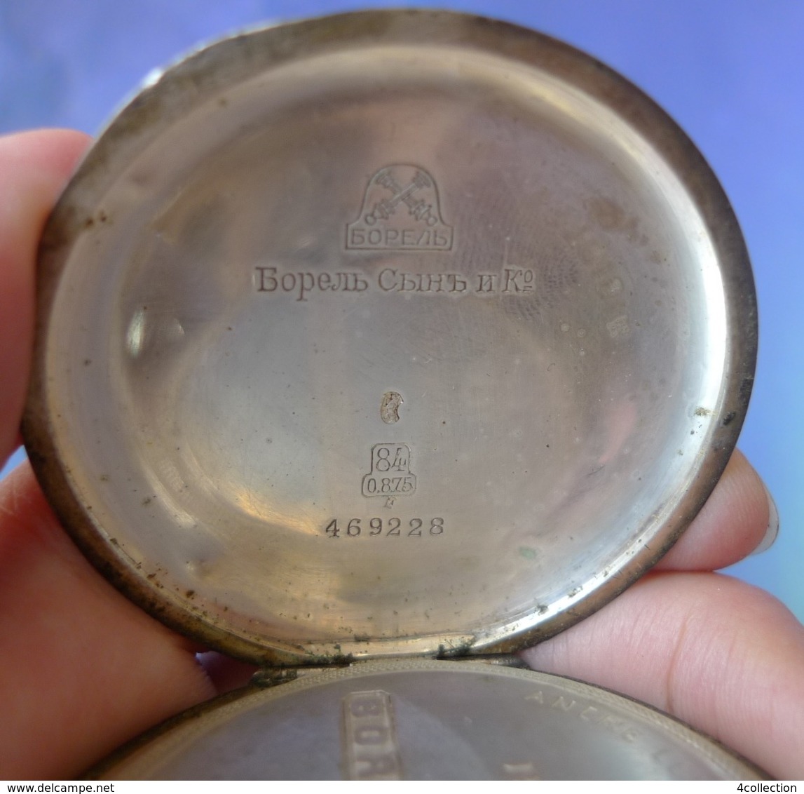 Antique BOREL FILS 15 Rubis Original Silver Pocket Watch #469228 Switzerland for Russia Empire