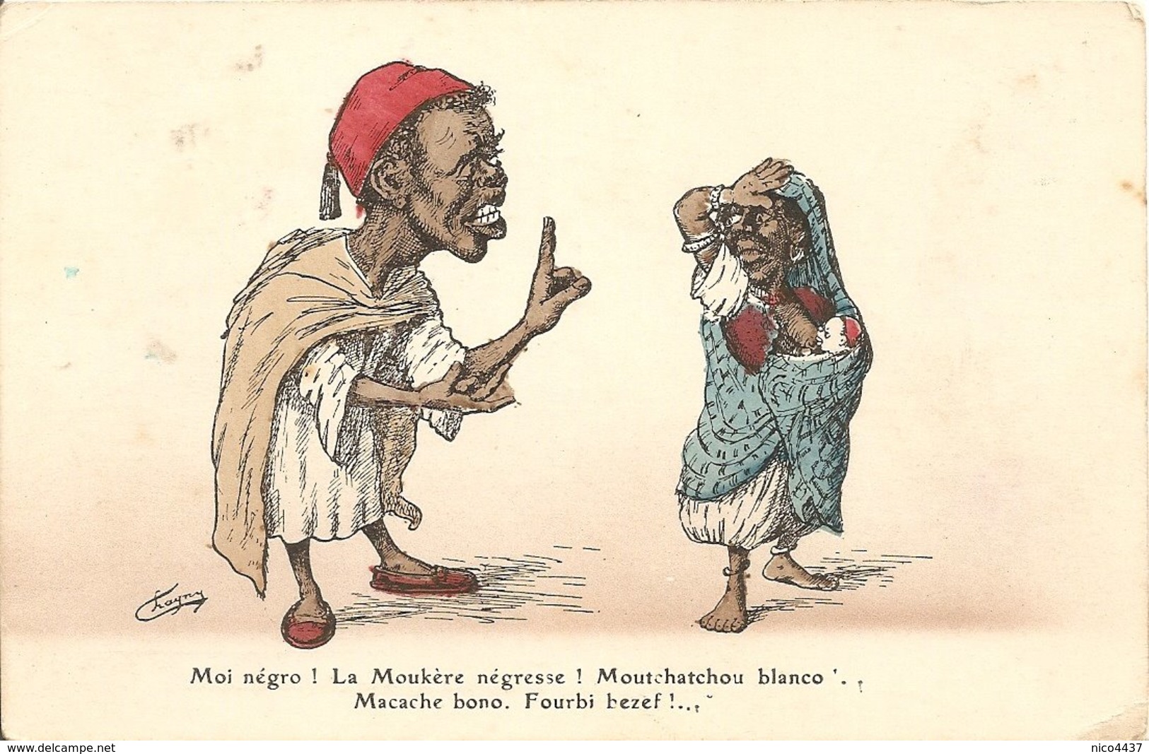 Cpa Illustrateur Chagny Moi Negro La Moukere - Chagny