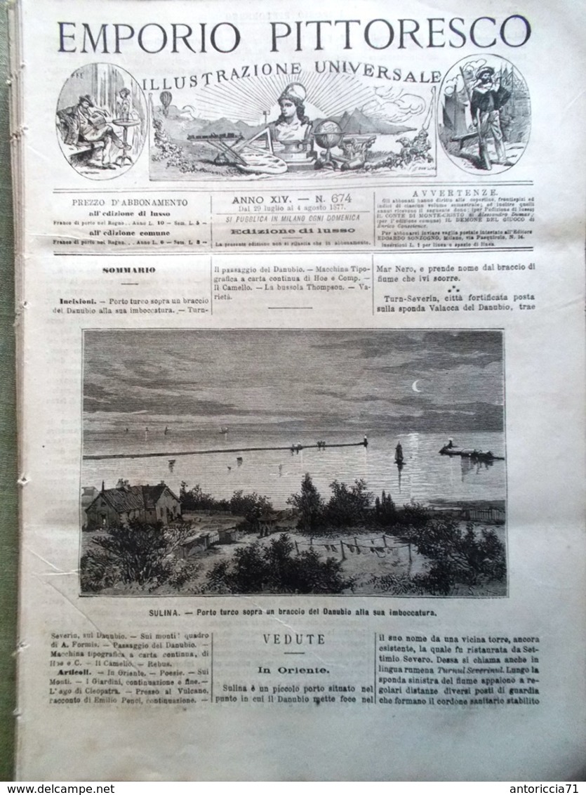 Emporio Pittoresco Del 29 Luglio 1877 Tipografia Carta Continua Thomson Danubio - Vor 1900