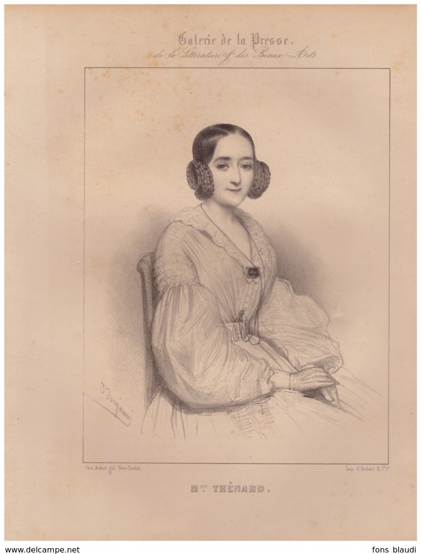 1839 - Lithographie Originale - Gabrielle Thénard (1809 - 1861) - Actrice De Théatre - FRANCO DE PORT - Litografia