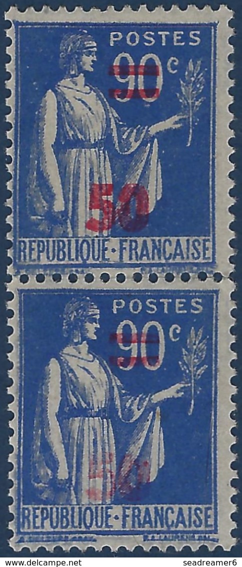 France Type Paix N°482** 50c/90c Surcharge Quasiment Absente Tenant à Normale RRR Ainsi Signé Calves - 1932-39 Peace