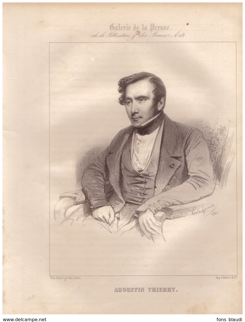 1840 - Lithographie Originale De Lassalle - Augustin Thierry (Bois 1795 - Paris 1856) - Historien - FRANCO DE PORT - Litografia