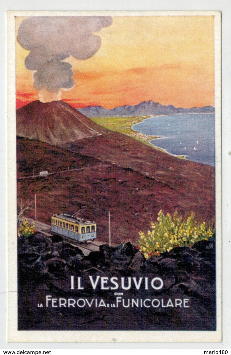 C.P. PICCOLA  NAPOLI  IL  VESUVIO  CON LA  FERROVIA  E  LA  FUNICOLARE        2 SCAN  (NUOVA) - Napoli (Naples)